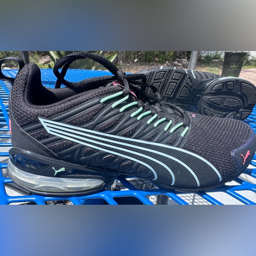 Puma Black Sneakers with Pink and Blue